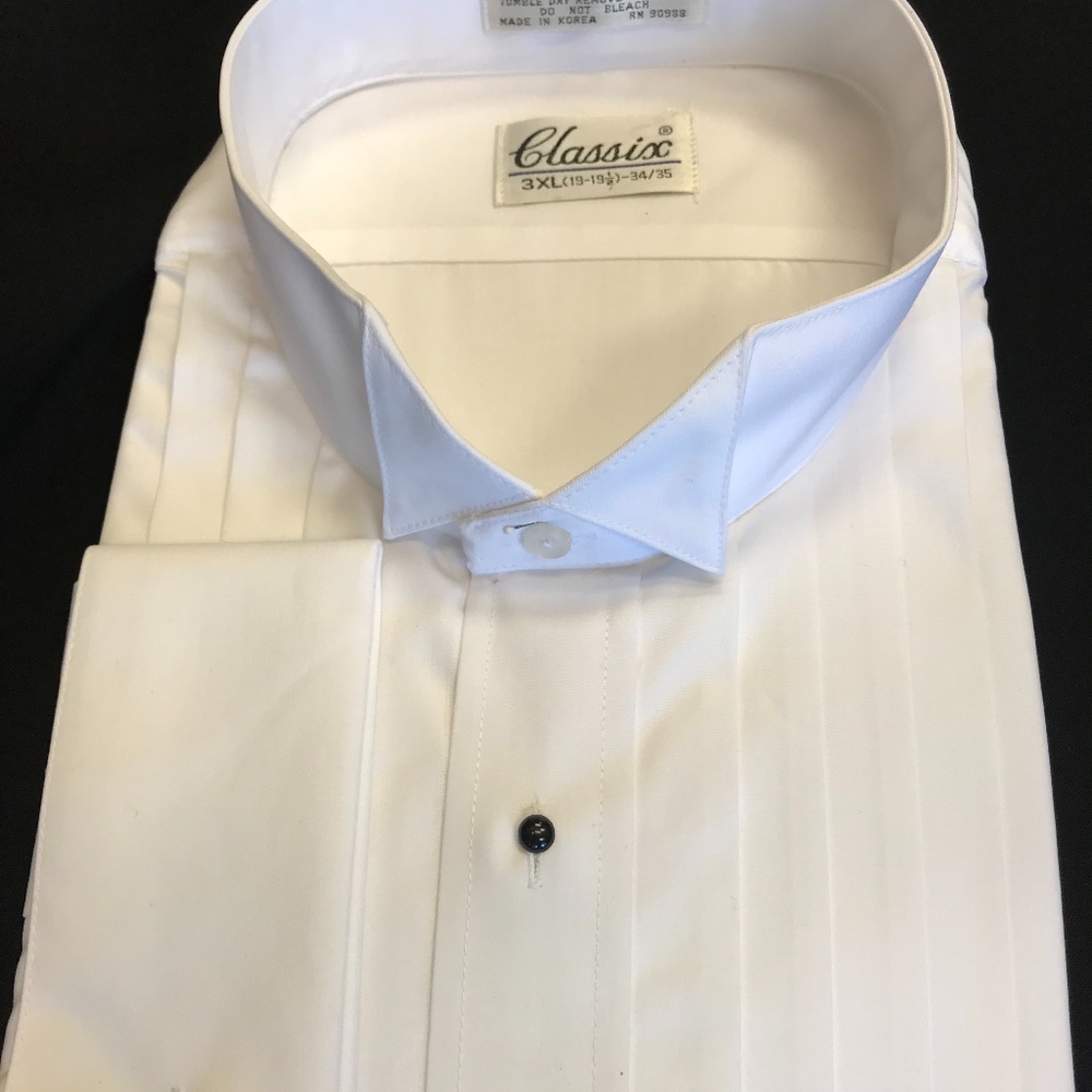 Classix 3/4" Pleated Wingtip Tux Shirt 19.5 x 4/5